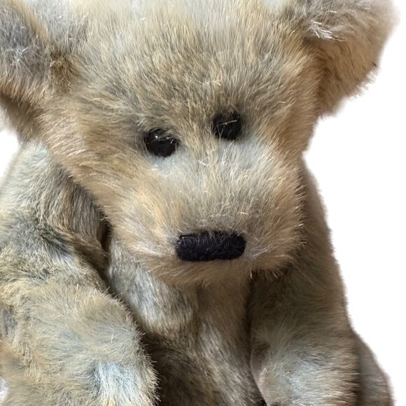 Vintage Ty Inc. 1999 Plush Teddy Bear Blue Brown Fur With Grey Ribbon - Picture 2 of 8